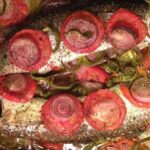Flathead Grey Mullet in the oven with vegetables